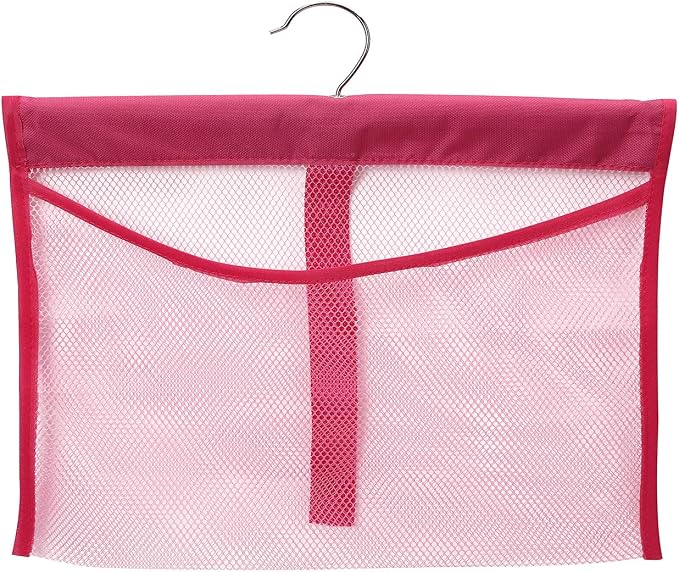 Portable Mesh Pocket with Rotatable Hanger, Quick Dry Serial Type Bath Storage Organizers for Travel, Camper, RV, Gym, Cruise, Cabin, College Dorm Shower(Pink)