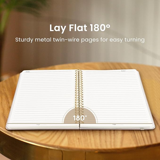 Taja Lined Spiral Journal Notebook for Women & Men, 140 Pages, College Ruled Hardcover Notebook for Work & Note Taking, Journals for Writing, A5(5.7" x 7.9") – Beige