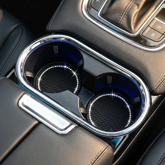 Car Cup Holder Coasters, Bling Cup Holder Insert Coaster Car Interior Accessories-2.75 inch Silicone Anti Slip Car Coaster-Universal (Pack of 2) DBlosp