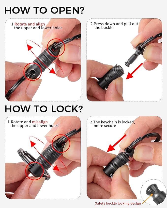FEGVE Titanium Quick Release Swivel Keychain, Pull Apart Detachable Keychain Heavy Duty Car Key Holder with Key Rings