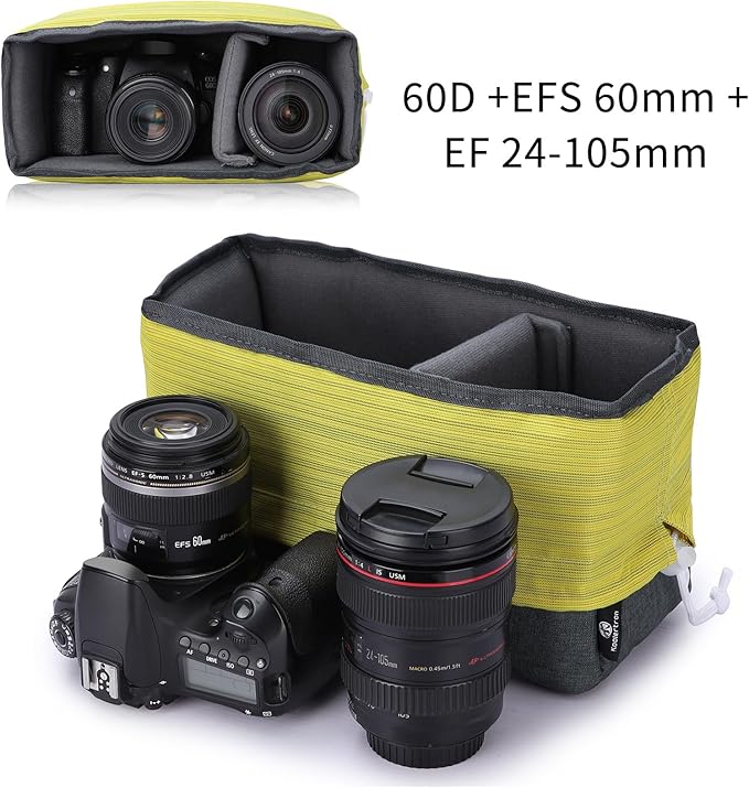 Koolertron Waterproof DSLR Camera Bag with Removable Insert, Adjustable Compartments, Fits in Camera Bags - Protective Case for DSLR/SLR Cameras & Accessories