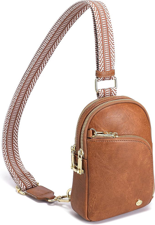 INICAT RFID Blocking Sling Bag, Anti Theft Crossbody Bag for Women Compact Travel Purses Leather