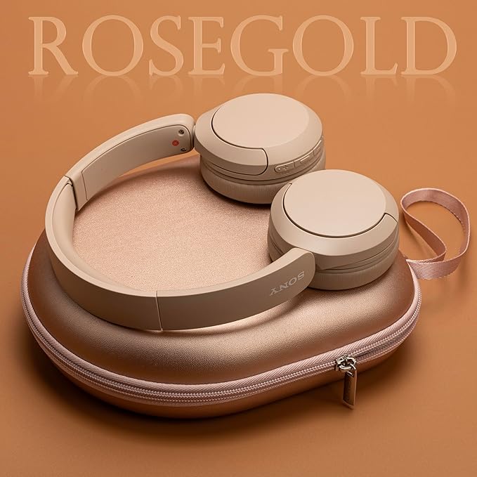 Ginsco Universal Headphone Case Compatible with JBL Tune 510BT 720BT, Sony WH-CH 720N/WH-CH520, with Bose/Sony/JBL/Soundcore Life Q20i Q30/BERIBES/TOZO/KVIDIO Waterproof Travel Carrying Case Rose Gold