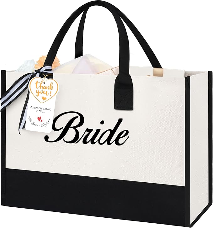 BAGAIL Initial Tote Bag, Personalized Birthday Gifts for Women, Teacher, Friends, Mom, Wedding, Monogrammed Beach Bag