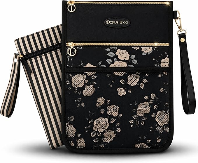 DOKUS & CO Premium Wet Dry Diaper Clutch – Structured Waterproof Baby Organizer with Wrist Strap + Matching Washable Wet Bag