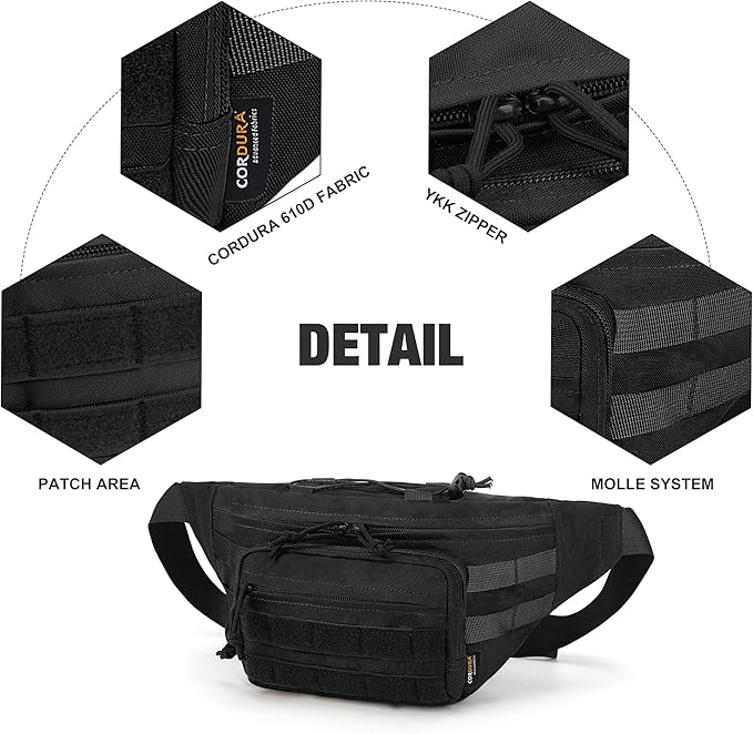Mardingtop Tactical Fanny Pack for Men, Military Crossbody Waist Bag Utility Hip Belt Bumbag for Outdoor Travel,Hiking,Running,Walking,Fishing,EDC