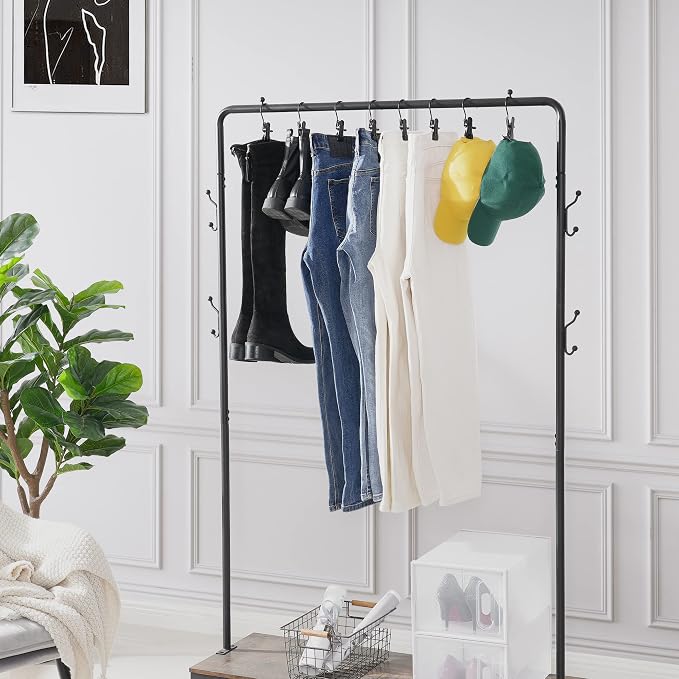 BEWISHOME 50 PCS Boot Hangers for Closet, Laundry Hooks with Clips, Boot Hanging Hold Clip, Clothes Pins, Space Saving Portable Travel Hangers Clip, Jeans, Tall Boots, Towel, Black FYC50B