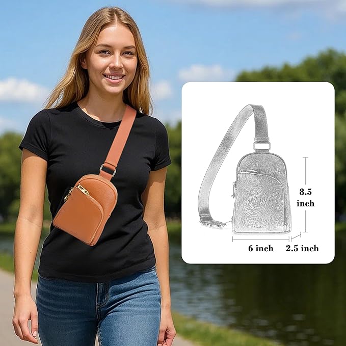 INICAT RFID Blocking Sling Bag, Anti Theft Crossbody Bag for Women Compact Travel Purses Leather