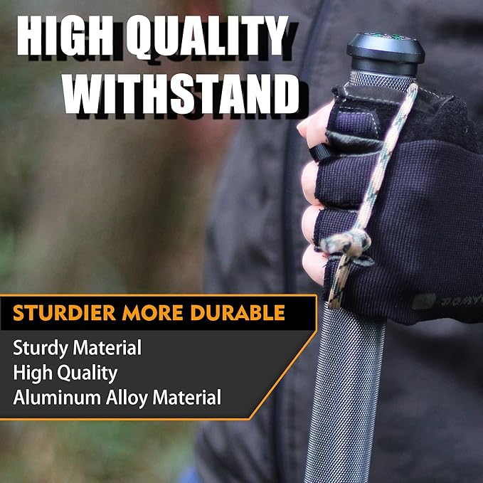 aiGear H2 Survive Tactical Walking Stick Multi Tool – 7-in-1 Survival Hiking Staff, Adjustable Trekking Poles for Men, Outdoor Self Defense Stick for Camping, Hiking & Emergency (Fits 4‘9“ to 6’4”)