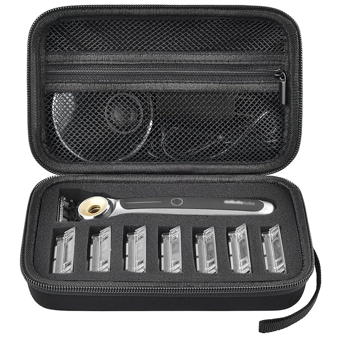 PAIYULE Travel Case Compatible with Gillette Heated Razor for Men, Starter Shave Kit Storage Holder for Blade Refills, Clipper Guards, Charging Dock and Accessories-Black(Box Only)