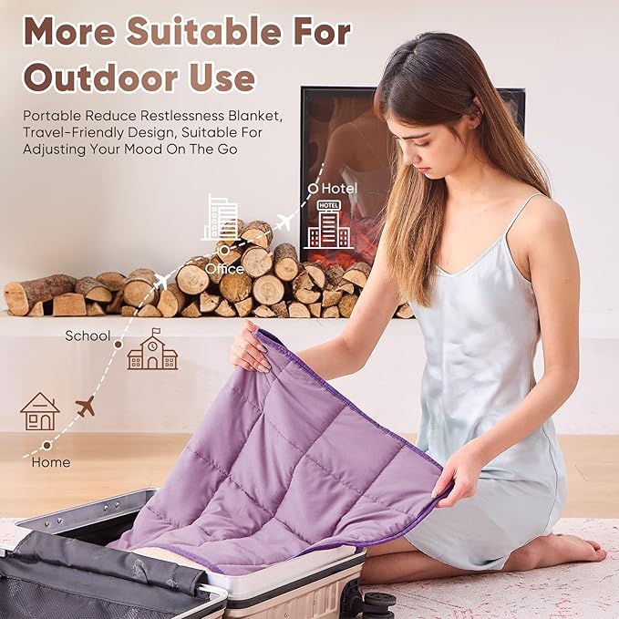 Purple Weighted Lap Blanket for Adults 5lbs, 24"x29" Cooling Heavy Throw Blanket, Portable Travel Weighted Blankets, Soft Small Blankets Gifts for Sleeping