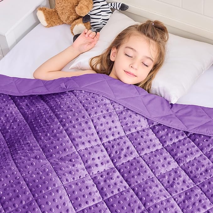 Purple Weighted Blanket Kids 10lbs, 40"x60", Twin Size Breathable Cooling Minky Heavy Throw Blanket for 80-120lbs, Soft Winter Thick Big Blankets Weighted Comforter Gifts for Sleeping