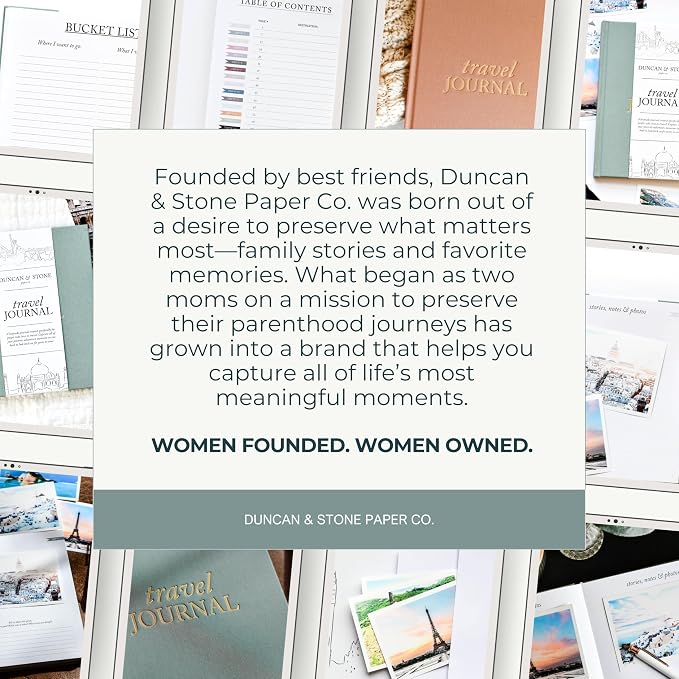DUNCAN & STONE PAPER CO. Travel Journals - Elegant Journaling Notebook To Record All Your Travel Adventures Up To 15 Trips (Sand,110 Page)