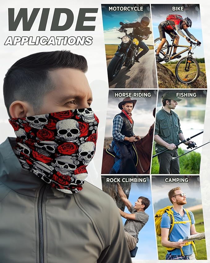 Cuffbow 12 Pack Neck Gaiters Face Mask Balaclava for Men Women Cooling Neck Gaiter Summer UV Protection Scarf
