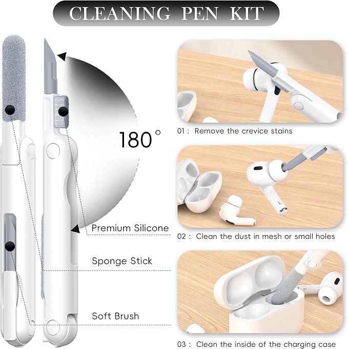 R-fun for AirPods Pro 3 Case with Cleaning Kit, Soft Liquid Silicone Rubber Protective Cover, Compatible with AirPods Pro 3rd Generation Case (2025), Compatible with MagSafe, Black
