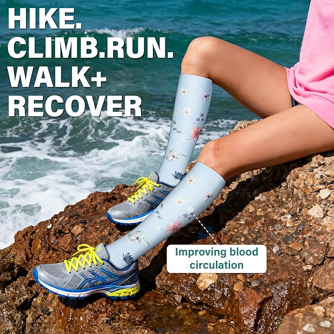 Acture 6 Pack Compression Socks for Women and Men - Knee High for Medical, Running, Nurses, Travel