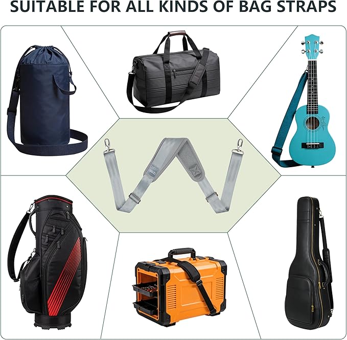 67 Inch Shoulder Straps, Soft with Ultra-Thick Fixed Shoulder Pad, Two Way Independently Adjustable Buckle Replacement Straps for Laptop Bag Messenger Bag Tool Bag Luggage,Grey