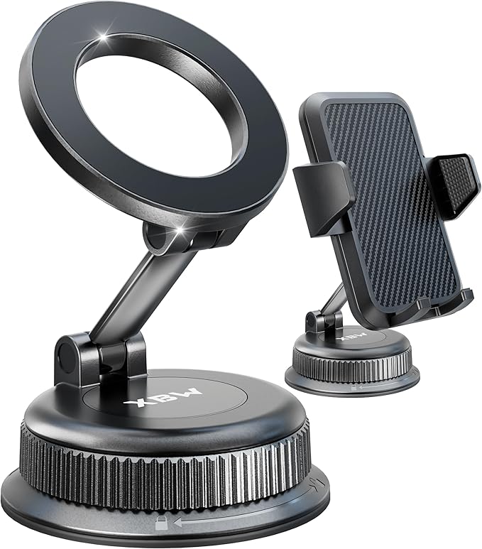 Car Phone Mount with Magnetic Clip for Magsafe & Android 360 Universal Suction Phone Mount for Dashboard Windshield Car Phone Holder for Car for iPhone 17 16 15 14 Pro Max Samsung Galaxy S25 Cell