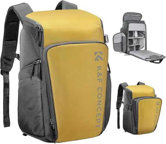 K&F CONCEPT Professional Camera bag Backpack 25L Large Capacity Camera Case with Raincover 15.6 Inch Laptop Compartment Compatible with Canon/Nikon/Sony/DJI Mavic Drone Travel Camera Backpack