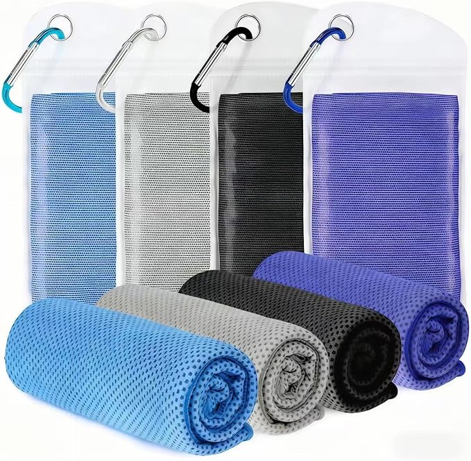 4 Pack Cooling Towels for Neck and Face(40"x12"), Cooling Neck Wraps, Ice Towel for Hot Weather, Soft Breathable Gym Towel, Cool Towel for Workout, Camping, Yoga, Sport, Running