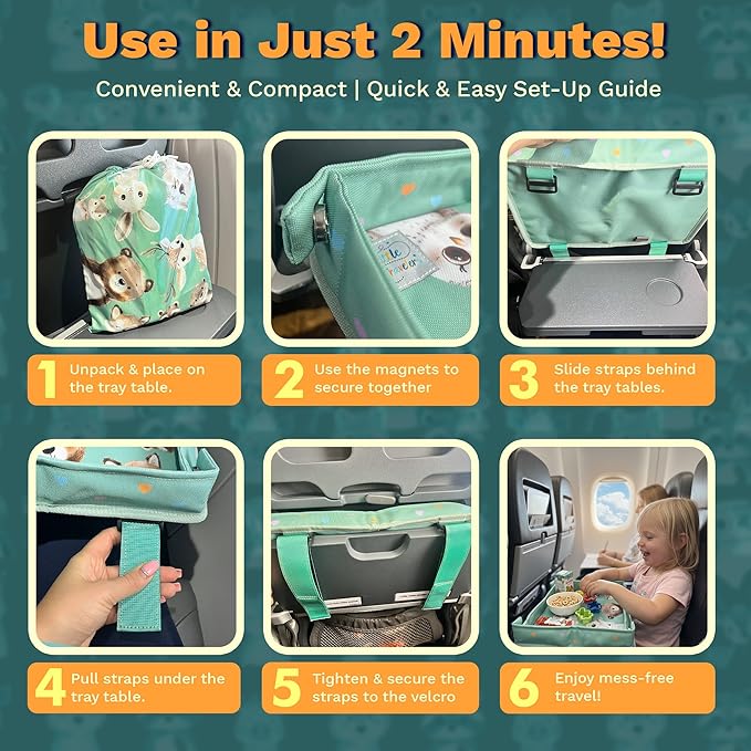 Little Traveler Waterproof Airplane Tray Table Cover – Universal Fit & Easy Setup – Airplane Tray Cover Kids - Use in Buses, Trains, High Chairs I Plane Travel Essentials for Kids 1-5 Years