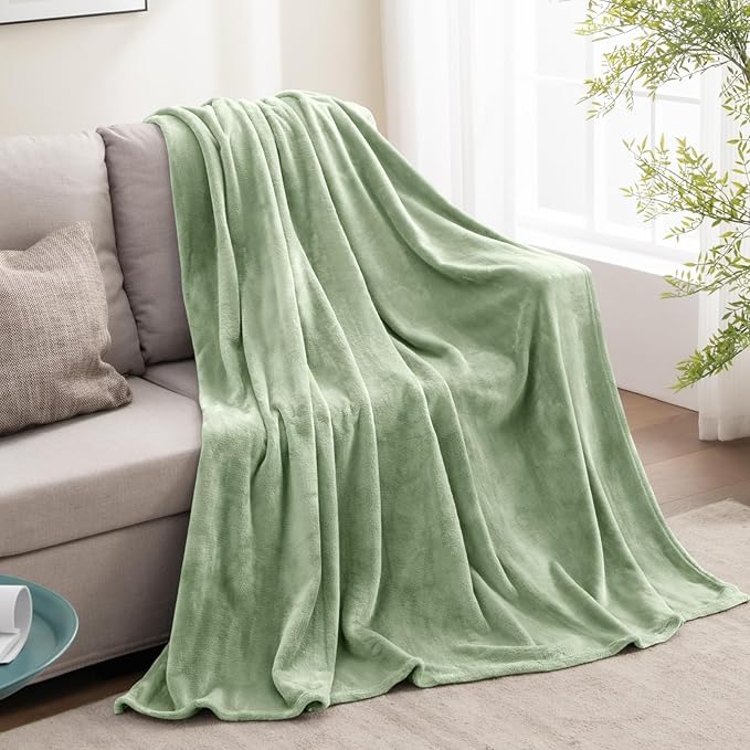 BEDELITE Fleece Blanket Twin Size Sage Grey Green Throw Blankets for Couch & Bed, Luxury Plush Cozy Fuzzy Blanket 60x80 inches, Super Soft Warm Lightweight Throw Blanket for Travel Camping