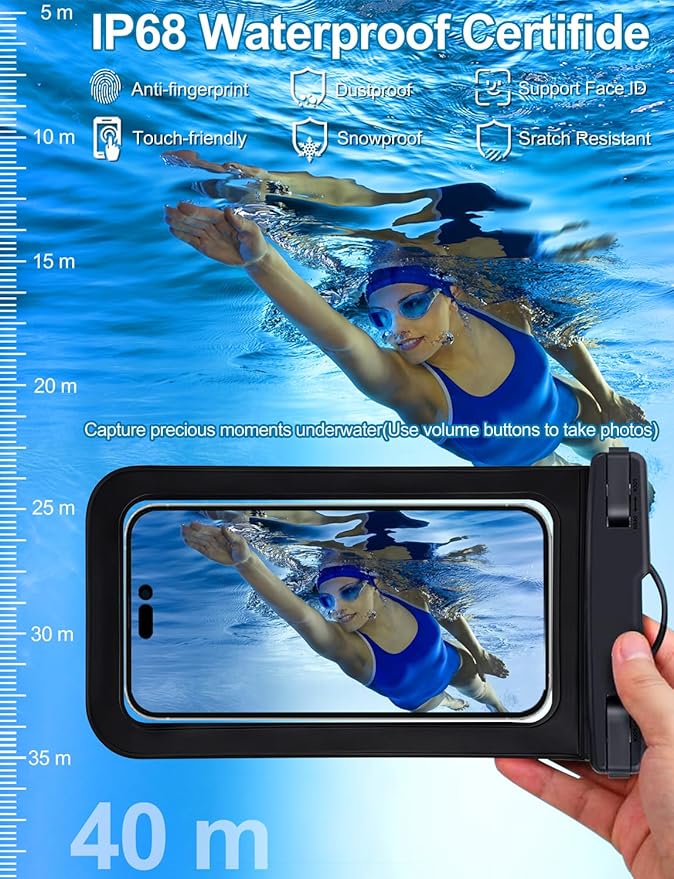 Famoby 10 Pack Multicolor Waterproof Phone Pouch,Cell Phone Waterproof Case Dry Bag,Protection Level: IP68,Beach Cruise for iPhone,Samsung,and More,Lanyard Included,(Fits Up to 8.3"),Multicolor 10Pack