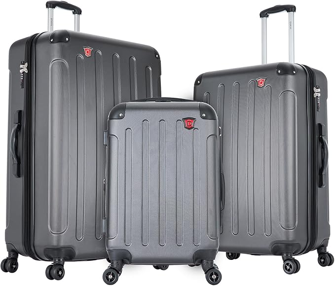 DUKAP INTELY Hardside Luggage Set with Spinner Wheel | Spacious Traveling Suitcase, Travel Suitcases with TSA Lock and Ergonomic GEL Handle | 3 Piece Set (20"/28"/32") | Grey