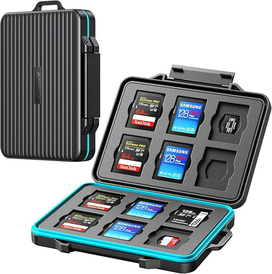 ORICO 24 Slots SD Card Case Holder Water Resistant & Anti-Shock Memory Card Case for SD/Micro SD SDXC SDHC TF Card Carrying Storage Organizer Protector Cover with Labels&Carabiner