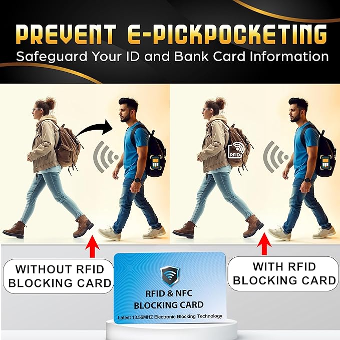 SaiTech IT 10 Pack RFID Blocking Cards Protect Your Entire Wallet, Purse, and Cards from NFC Contactless Theft Wallet for Men & Women - Sky Blue