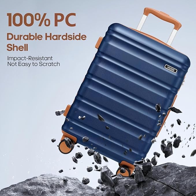 7 Piece Luggage Sets with Premium YKK Zipper, 20/24/28in PC Hardside Suitcase With Spinner Wheels, Luggage Airline Approved, Durable Suitcase Sets with TSA Locks for Travel