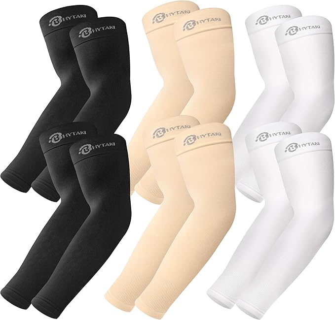 BHYTAKI UV Sun Protection Arm Sleeves, UPF 50 Sports Cooling Arm Compression Sleeves for Men Women Teenager