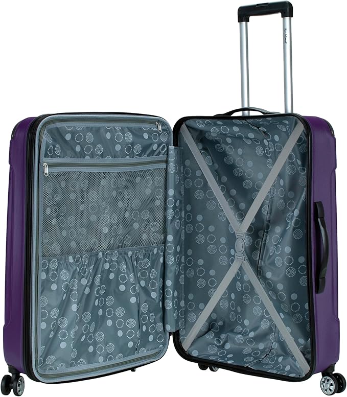 Rockland London Hardside Expandable Spinner Wheel Luggage, Checked Large 28", Purple