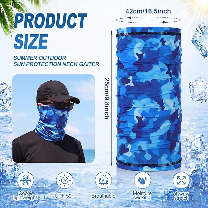 Geyoga 6 Pieces Summer UV Protection Cooling Neck Gaiter Face Clothing Neck Gaiter Mask Scarf Sunscreen Breathable Bandana