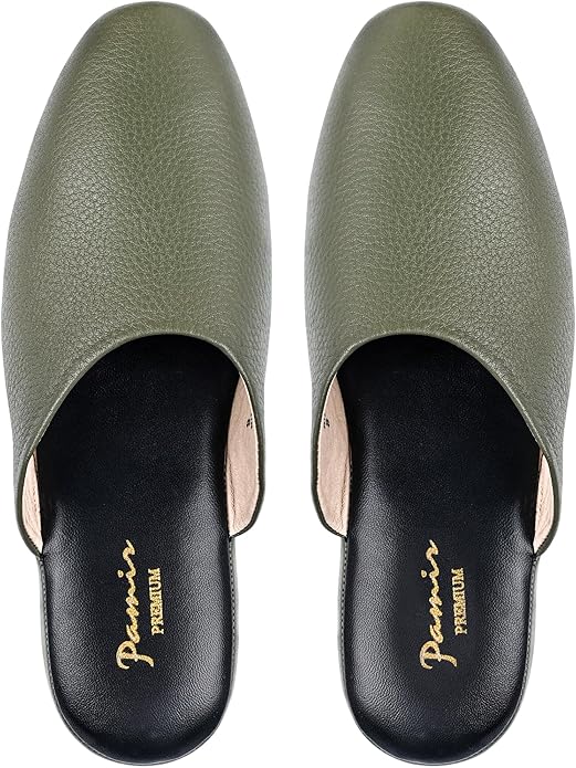 PAMIR Women's Hand-Turned Scuffs, Genuine Leather Indoor House Slippers with Memory Foam