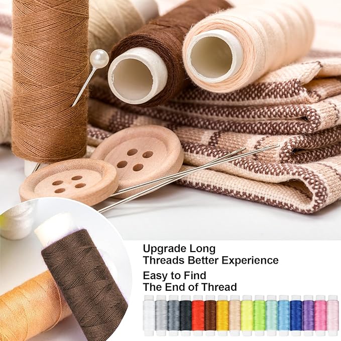 MIXCOOL Sewing Kit for Adults, Beginners, Needle and Thread Kit, Portable Sewing Supplies, Contains Thread, Scissor, Needles, (Grey, M)