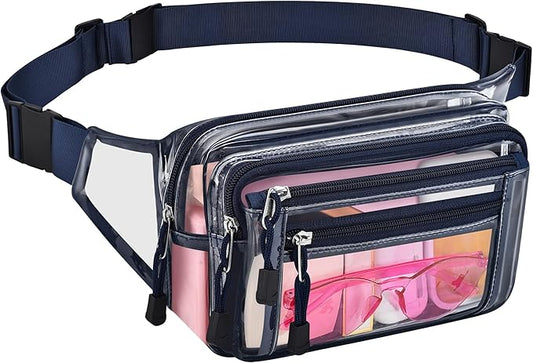 Clear Bag Stadium Approved Clear Fanny Pack for Women for Work,Multi-purpose Waist Bag for Travel & Sporting Event