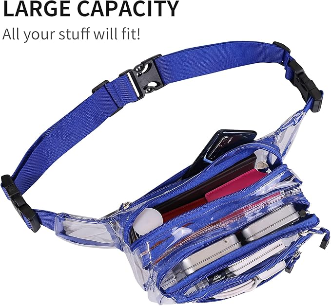 Clear Bag Stadium Approved Clear Fanny Pack for Women for Work,Multi-purpose Waist Bag for Travel & Sporting Event
