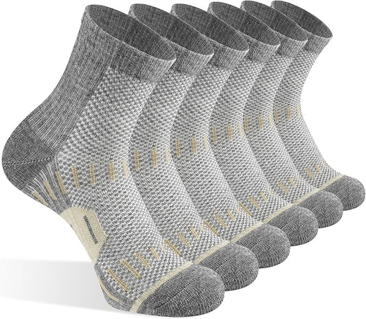 Copper Ankle Compression Socks for Men and Women(6 pairs), Breathable Arch Support Short Running Socks