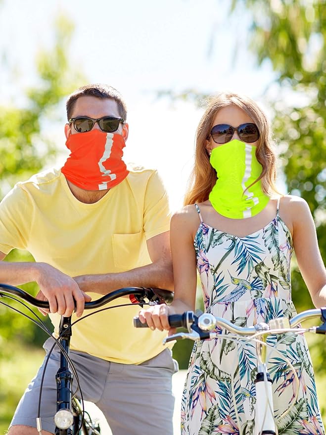 SATINIOR 8 Pcs Neck Gaiter Face Mask, Reflective Summer UV Protection Cooling Scarf Neon Breathable Bandana for Men Women