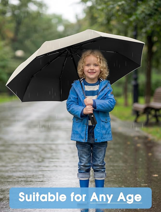 Yoobure Compact Travel Umbrella - Windproof Umbrellas for Rain, Small Portable UV Umbrella for Sun Protection, Folding Automatic Umbrellas in Lightweight for Car, Backpack, Walking, Kids, Women