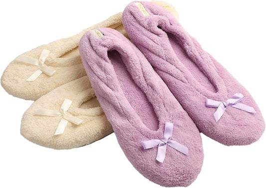 Women's Terry Classic Cotton & Velour Ballerina Slippers (Pack of 2)