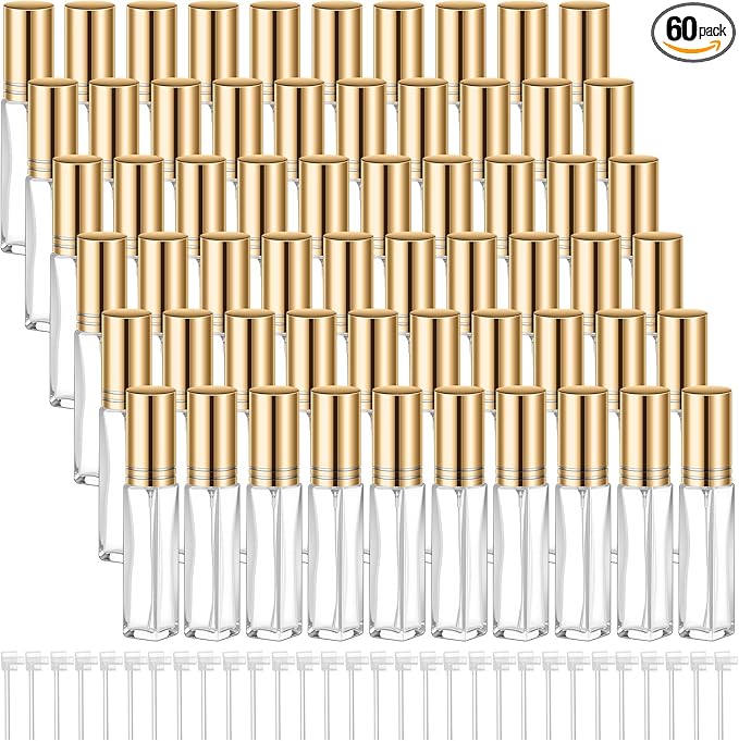 Domensi 60 Pcs 10/15/20/30 ml Perfume Travel Refillable Glass Bottles Spray Bottle Perfume Atomizer for Cologne Dispenser Leak-proof Fragrance Bottles Atomizer Pump Kit (20 ml,Gold)