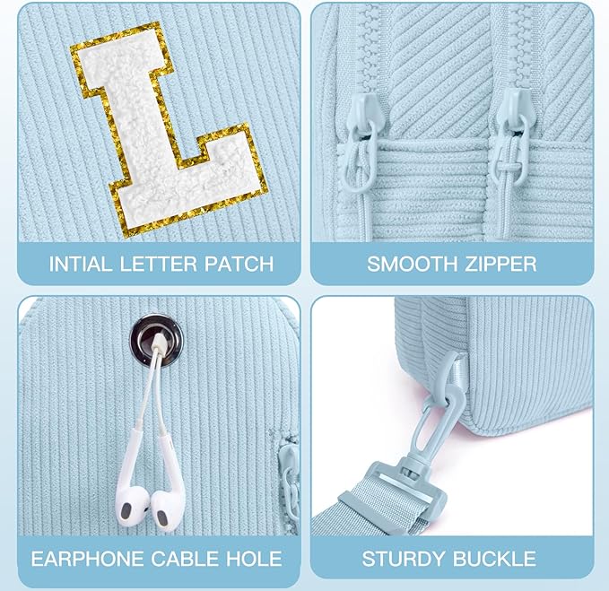 Viverte Small Corduroy Sling Bag Initial Crossbody Bag Fanny Pack for Girls Personalized Birthday Gifts for Teen Girls Gifts