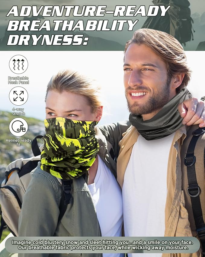 Cuffbow 12 Pack Neck Gaiters Face Mask Balaclava for Men Women Cooling Neck Gaiter Summer UV Protection Scarf