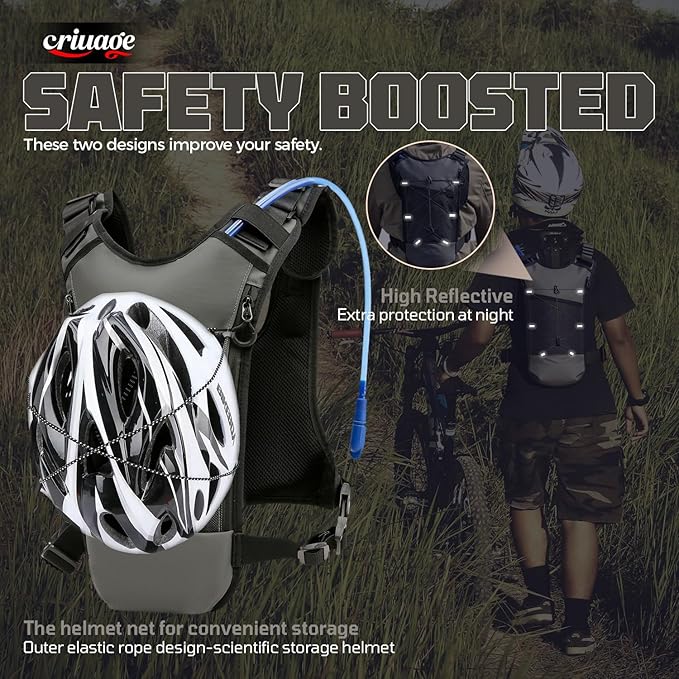 Criuage USA Patent Running Hydration Vest Backpack, Lightweight Chest Pack with 2.0L Water Bladder Bag Daypack for Hiking Running Cycling Race Marathon for Women Men