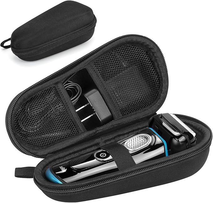 Electric Shaver Case,Travel Shaver Storage Bag & Razor Organizer Pouch,Durable,Waterproof, Compact Design for Men's Essentials,Fits Most Electric Shavers for Philips Braun Panasonic(Black)