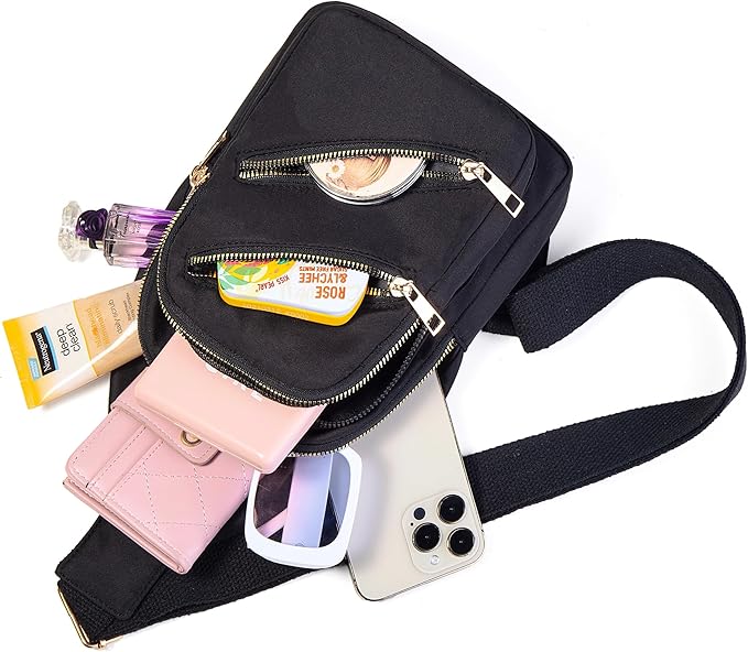 Banelu Sling Bag Crossbody Bags for Women, Small Crossbody Purses Sling Backpack Cross Body Bag for Outdoors Hiking Traveling - Black