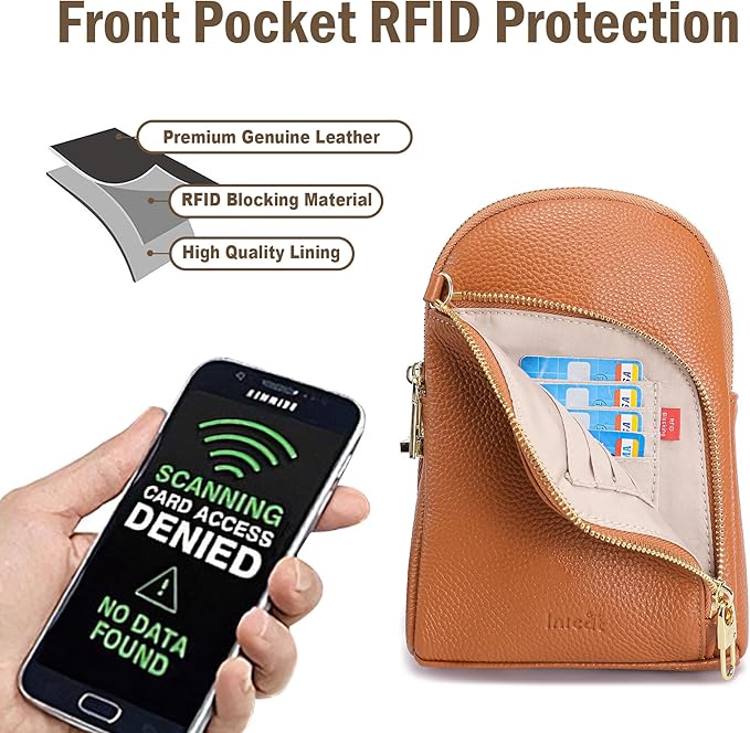 INICAT RFID Blocking Sling Bag, Anti Theft Crossbody Bag for Women Compact Travel Purses Leather
