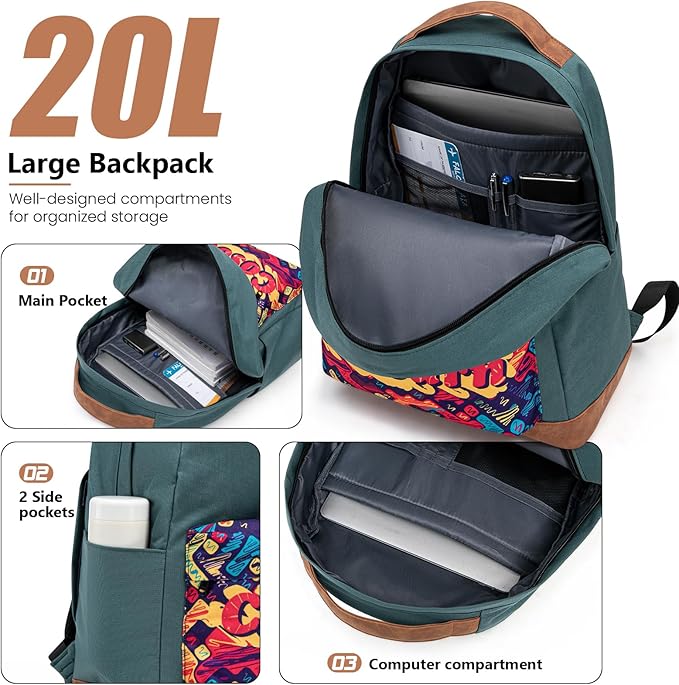 Cosbarn Carry On Luggage 22x14x9 Airline Approved, Hardside 20 Inch Carry on Suitcases with Wheels, Hard Shell ABS Lightweight Carry on Luggage Set, Travel Suitcase Set with TSA Lock, DarkGreen